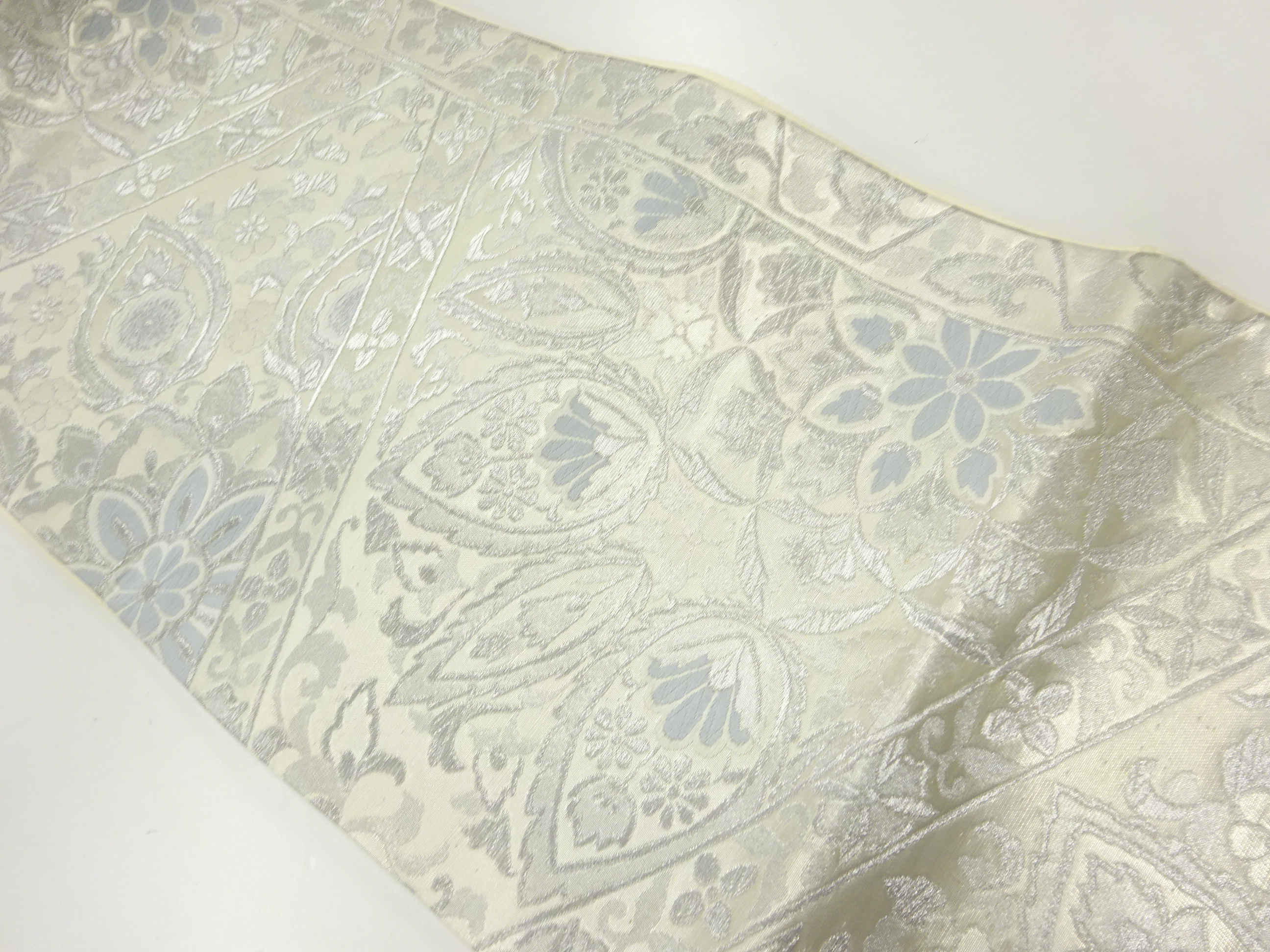 アンティーク　花更紗模様織出し袋帯（材料）